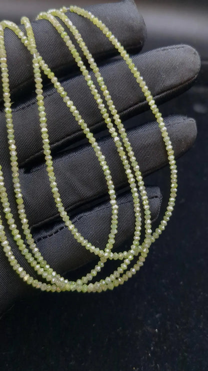 Rare Green Diamond Beads 1.8 - 2.2 mm Faceted Rondelle Parrot Green Diamond