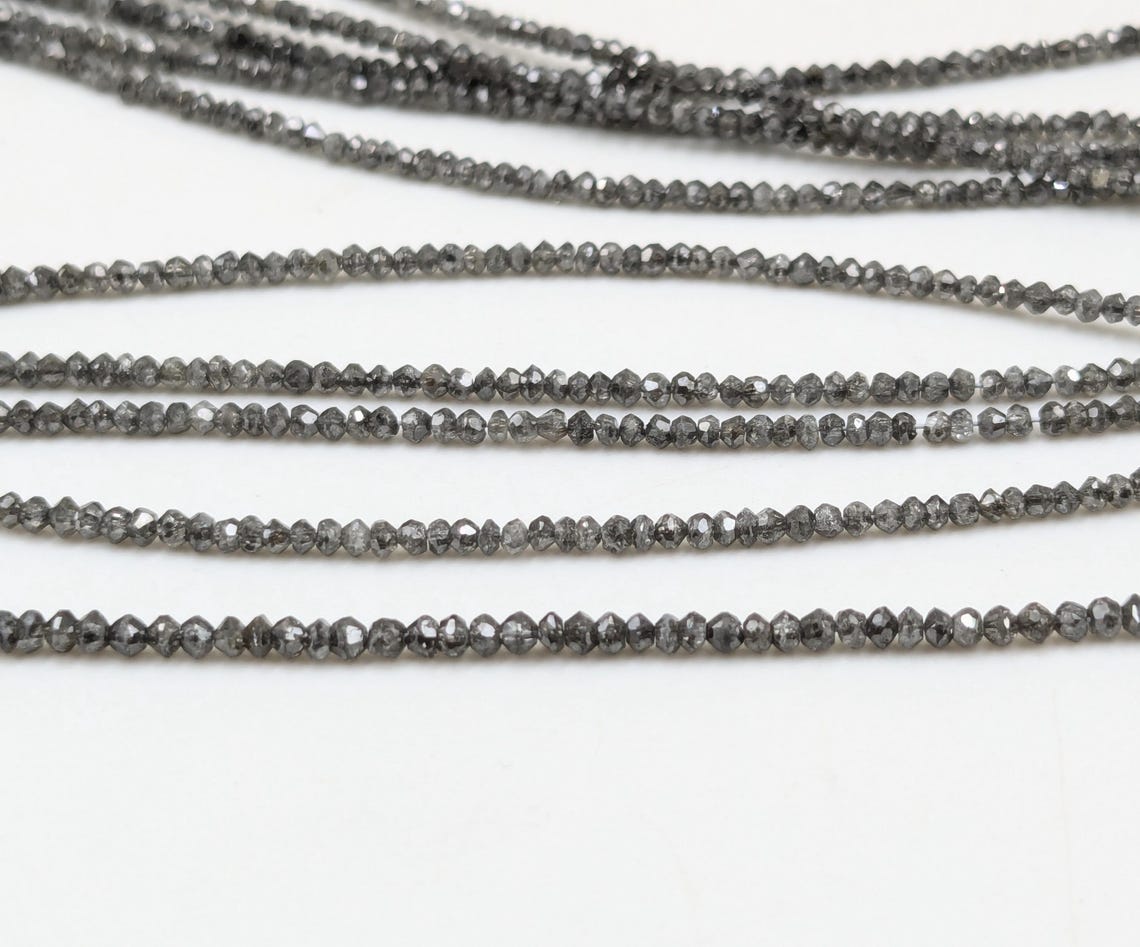 100% Natural Dark Grey Diamond Beads AAA+ Quality Diamond Beads For Jewelry Making Sparkling Grey Faceted Rondelle Diamond Beads Christmas