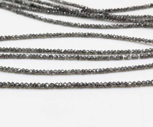 100% Natural Dark Grey Diamond Beads AAA+ Quality Diamond Beads For Jewelry Making Sparkling Grey Faceted Rondelle Diamond Beads Christmas