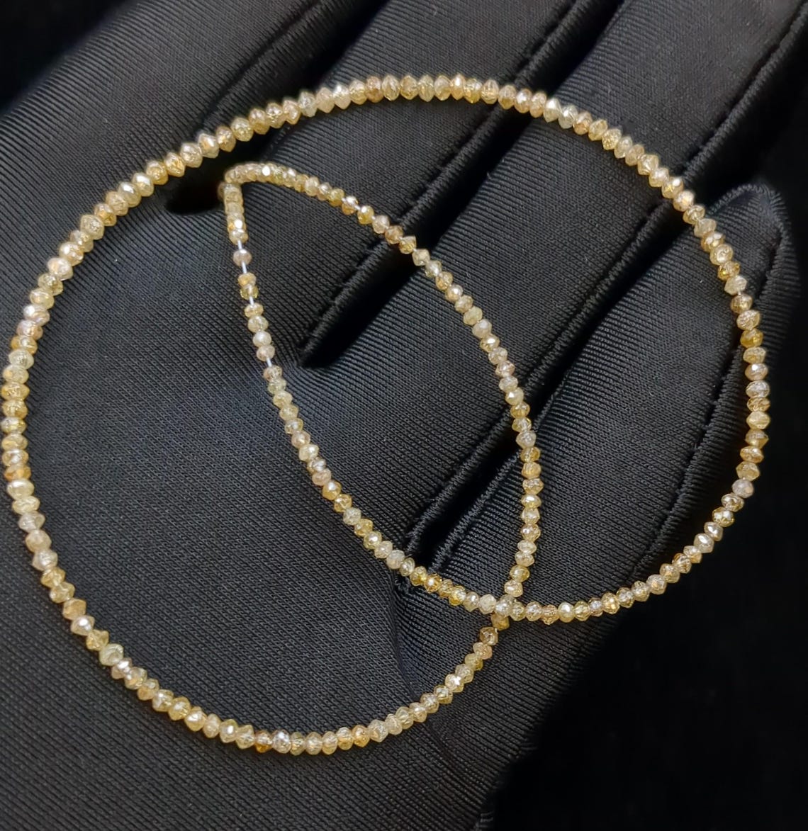 Rare Champagne Diamond Beads 1.5 - 2.5 mm Faceted Rondelle Diamond Beads Top Quality Champagne Diamond Beads Strand For Jewelry Making