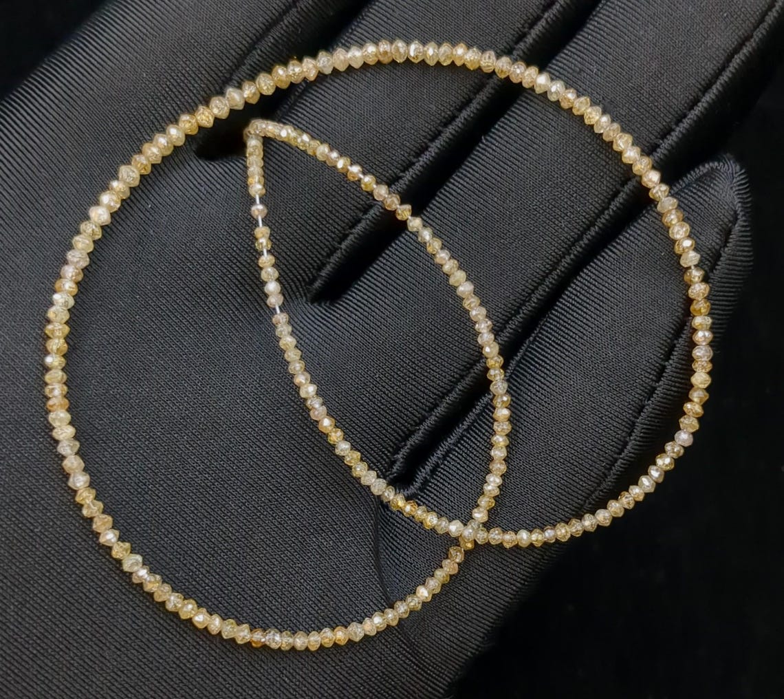 Rare Champagne Diamond Beads 1.5 - 2.5 mm Faceted Rondelle Diamond Beads Top Quality Champagne Diamond Beads Strand For Jewelry Making