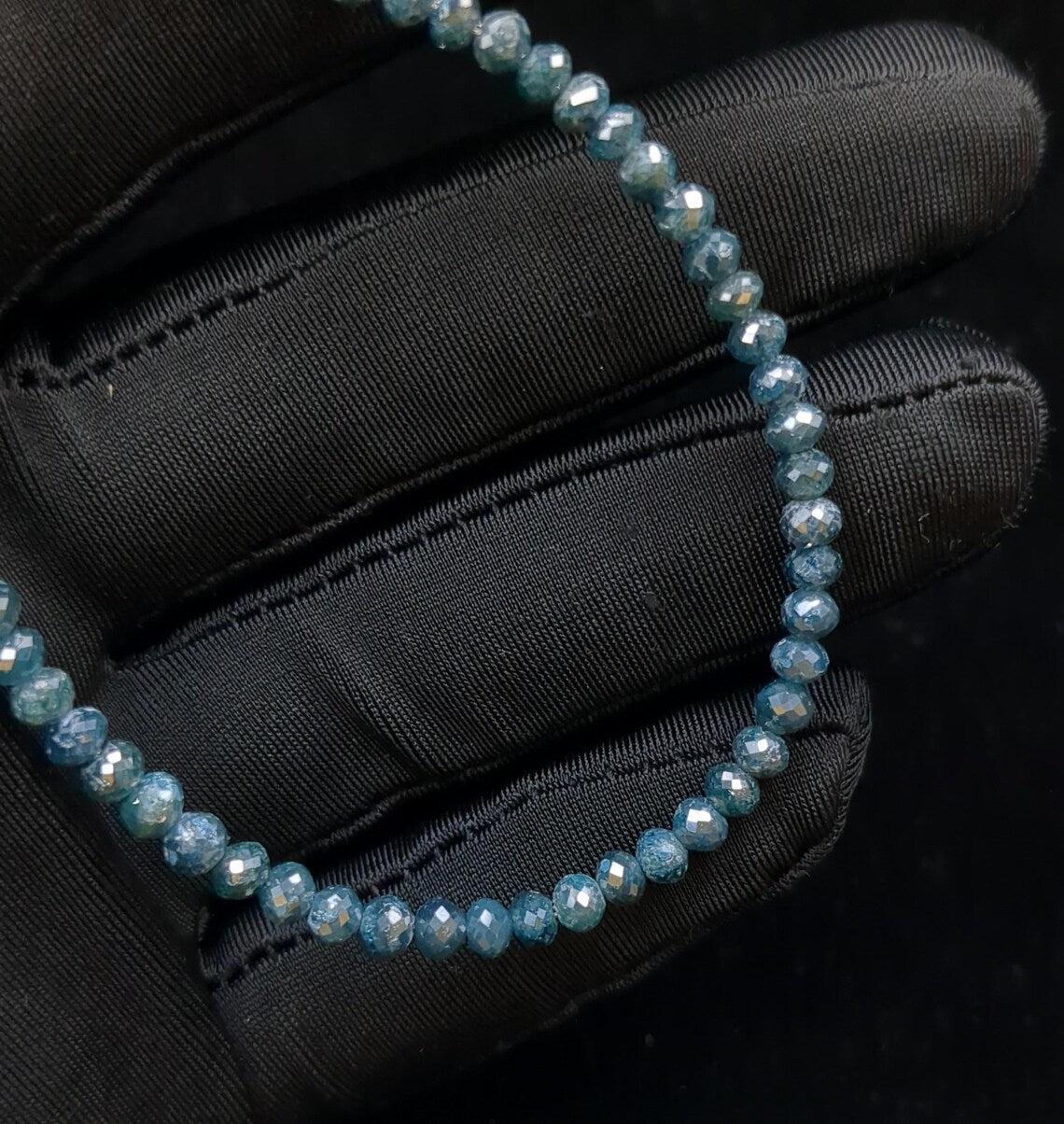 Blue Diamond Bead AAA+ Top Quality Blue diamond Faceted Round bead 3.5 - 4.5 mm sparkling Blue Diamond Bead necklace jewelry christmas gift