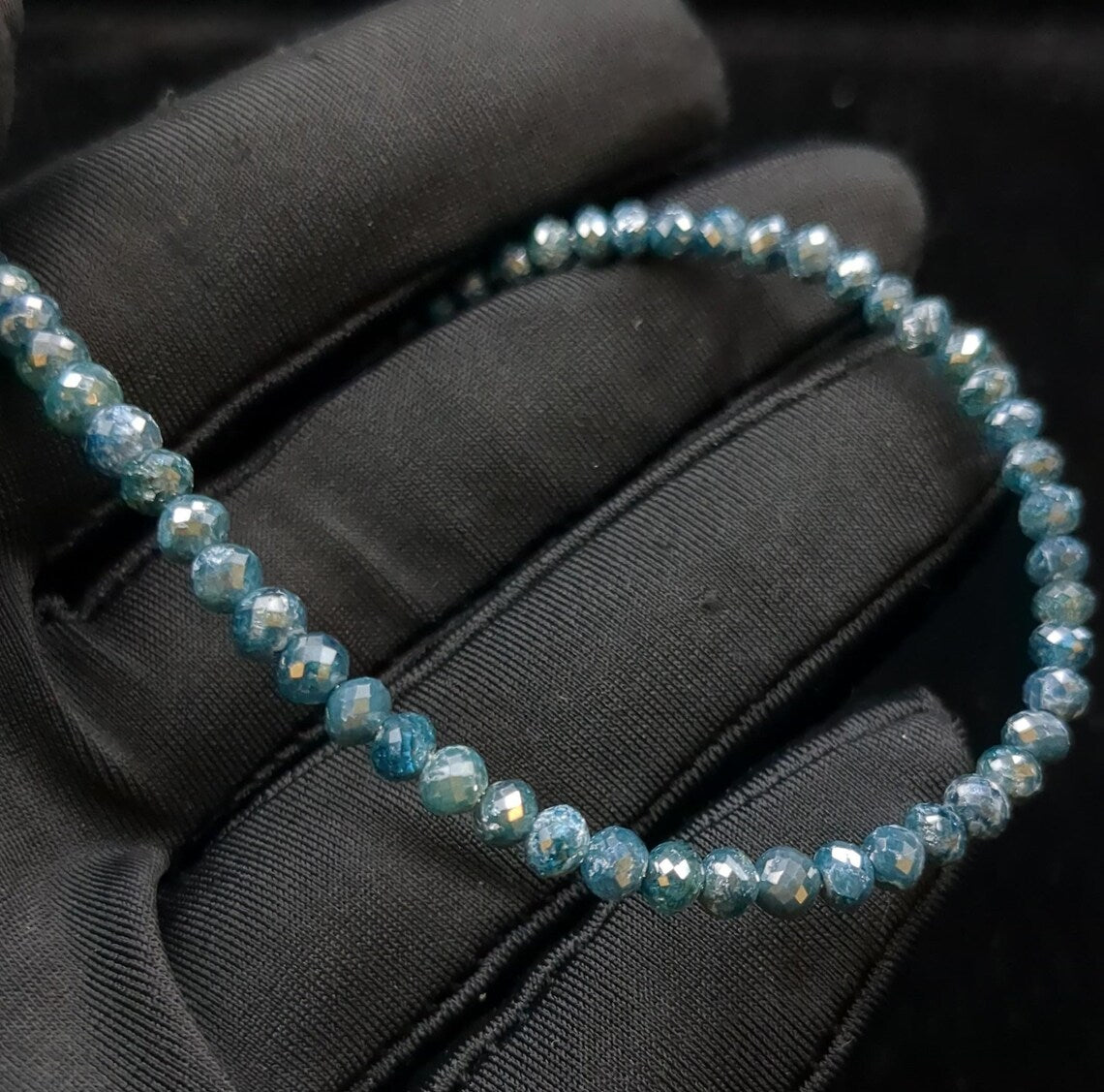 Blue Diamond Bead AAA+ Top Quality Blue diamond Faceted Round bead 3.5 - 4.5 mm sparkling Blue Diamond Bead necklace jewelry christmas gift