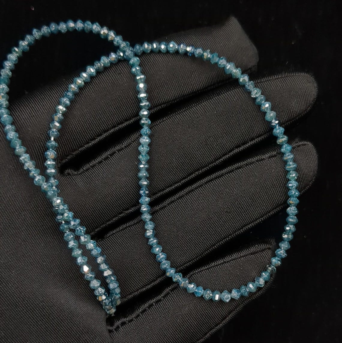 Blue Diamond Beads 3.1 - 3.3 mm Sparkling Blue Faceted Rondelle Diamond Beads 100 % Natural Blue Diamond Beads Personalized Jewelry