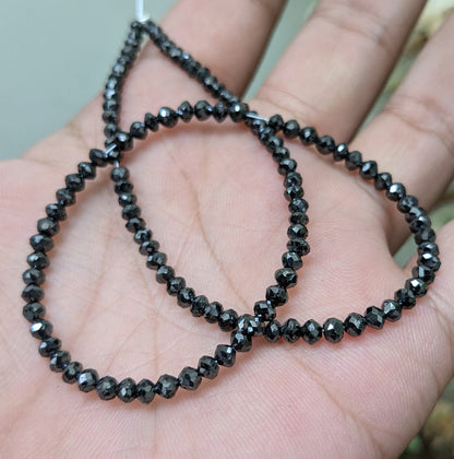 Elegant Black Diamond Bead Far Size Huge black diamond bead 3.8 mm Natural Black Diamond Faceted Rondelle Bead Rare black diamond Necklace