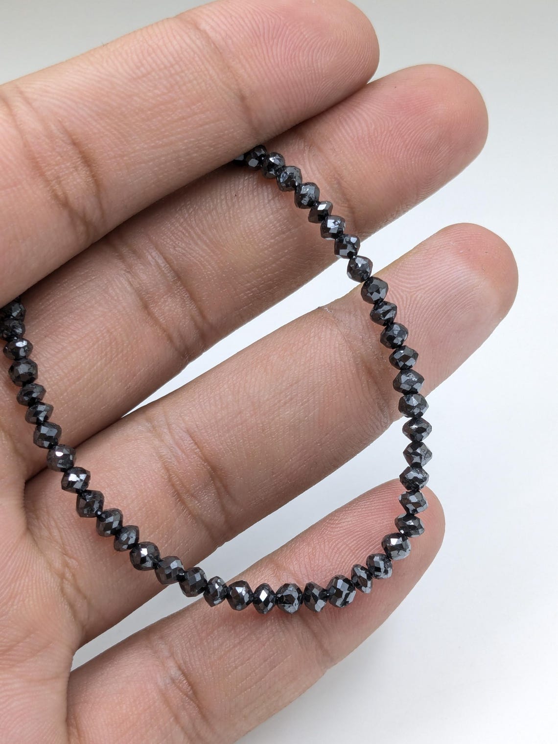 BEST Quality Black Diamond Beads Sparkling Faceted Rondelle Diamond Beads 100% Natural 3.2 - 4 mm Faceted Black Diamond Beads