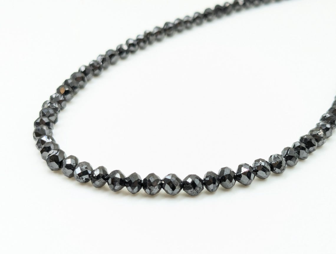 BEST Quality Black Diamond Beads Sparkling Faceted Rondelle Diamond Beads 100% Natural 3.2 - 4 mm Faceted Black Diamond Beads