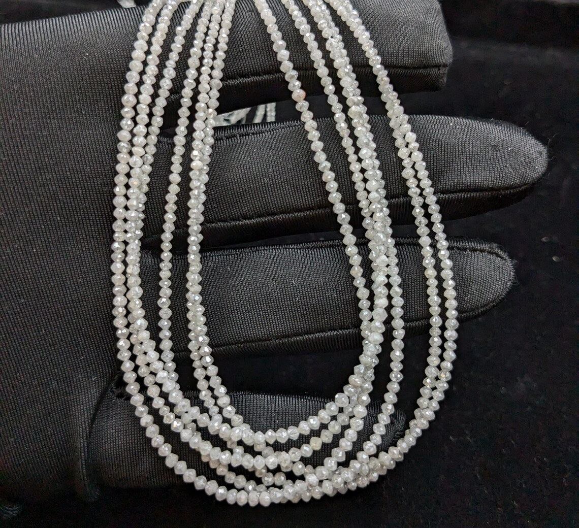 Snow White Diamond Beads 100% Natural Faceted Rondelle Diamond Beads Top Notch Quality White Faceted Diamonds Beads For Christmas Gift