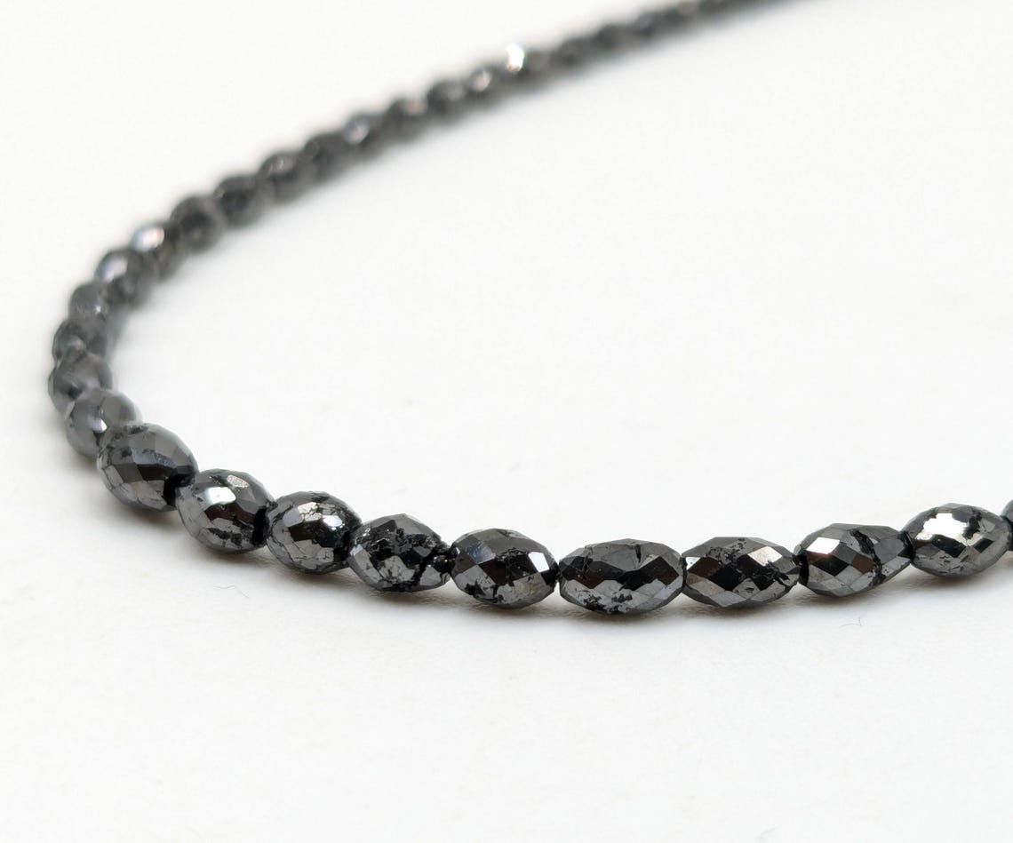 100% Natural Black Tumble Diamond Beads 3 - 5.4 mm Faceted Black Tumble Diamond Beads AAA+ Quality Diamond Beads Christmas Gift