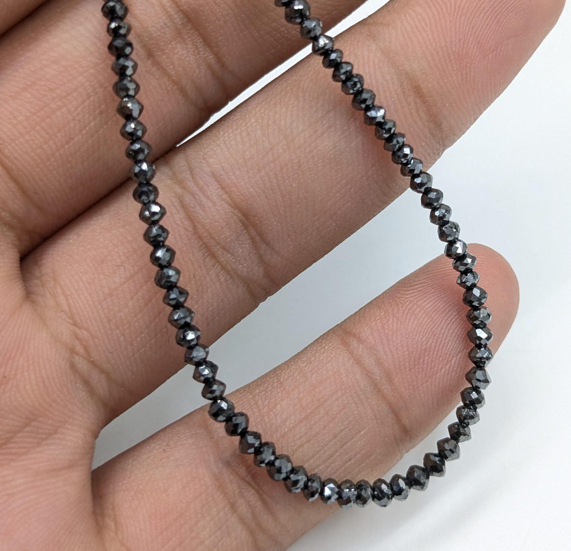 Black Diamond Faceted Rondelle Diamond Beads Sparkling Black Diamond Beads Top Notch Quality 2 - 3 mm Faceted Black Diamond Beads