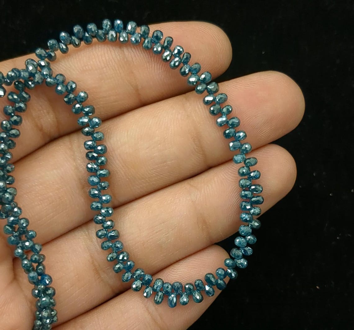 Best Selling Blue Diamond Briolettes Beads 100% Authentic Blue Diamond Beads 2.5 - 4 mm Faceted Blue Diamond Beads