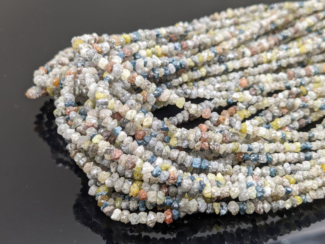 Multi Color Raw Rough Diamond Beads 2 - 3 mm Multicolor Diamond Nuggets AAA+ Quality Multi Color Uncut Diamond Bead Christmas Gift