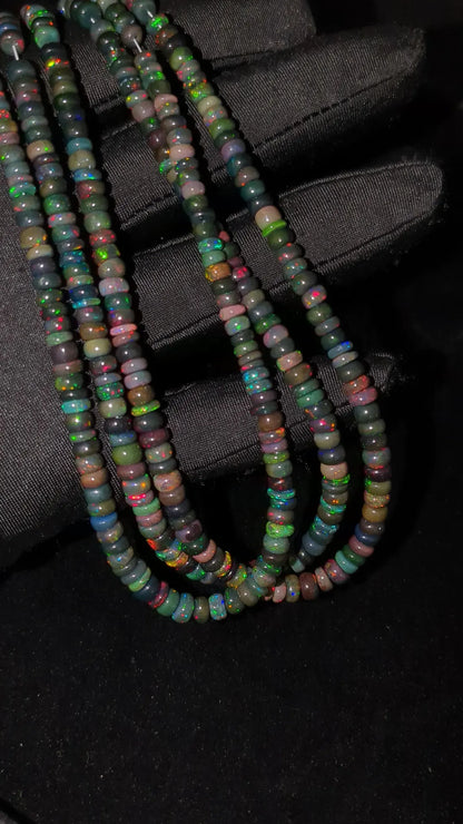 Natural Ethiopian Opal Beads Top Quality Smooth Rondelle Opal Beads