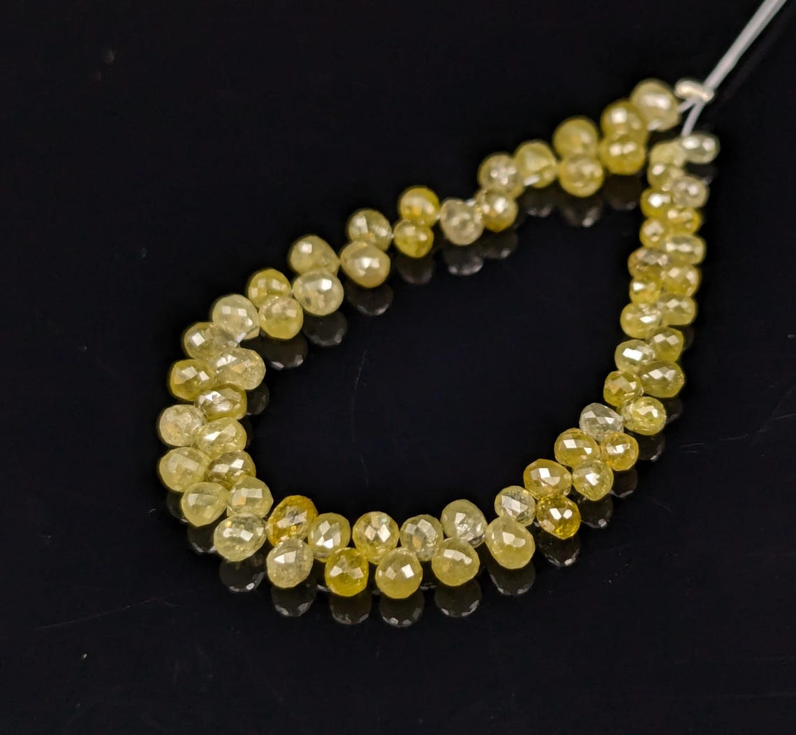 Yellow Diamond Briolette Bead 100% Natural Yellow Diamond Beads Best Selling Yellow Diamond Tear Drop Shape Beads Christmas Gift Halloween