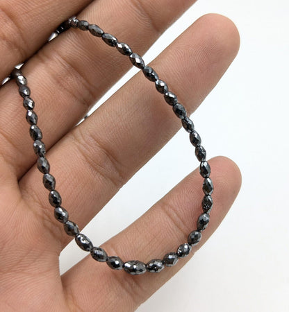 100% Natural Black Tumble Diamond Beads 3 - 5.4 mm Faceted Black Tumble Diamond Beads AAA+ Quality Diamond Beads Christmas Gift