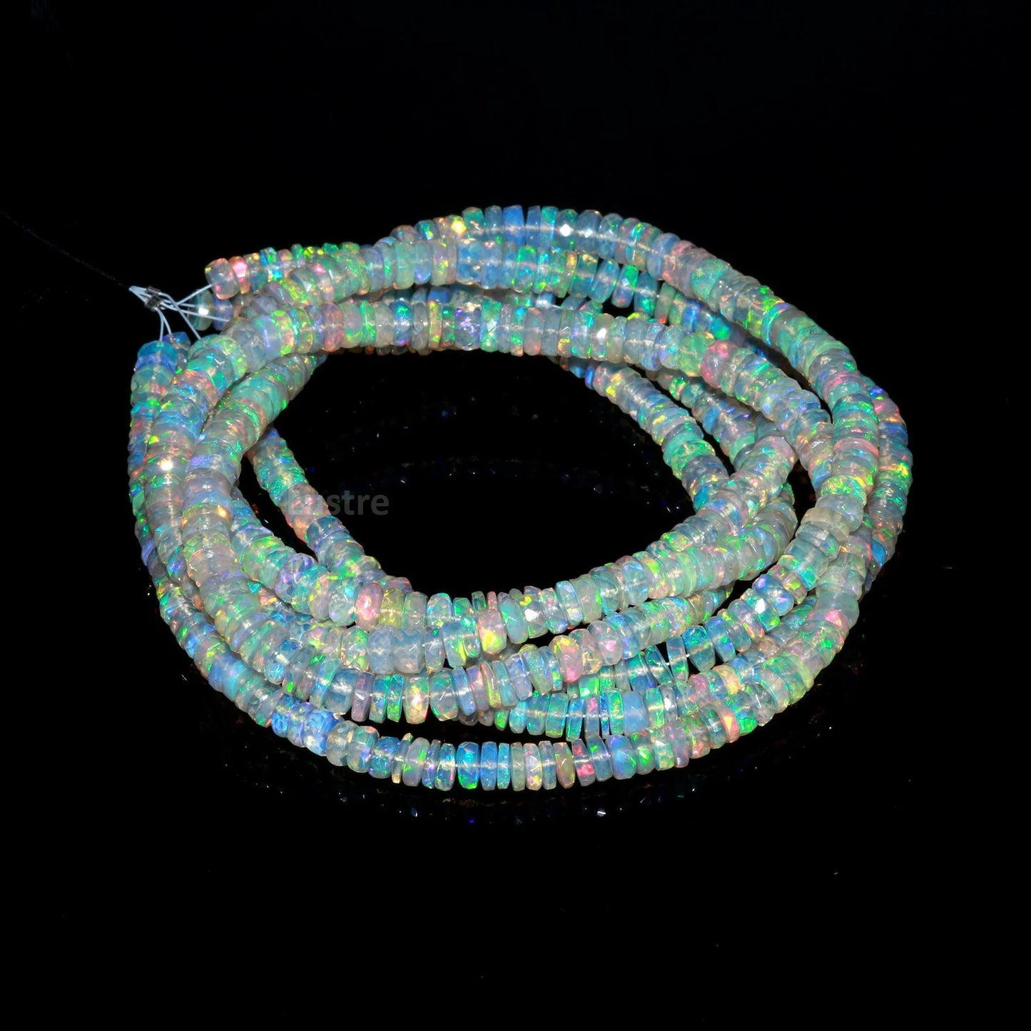AAA+ Flashy Ethiopian Opal Faceted Tyre Bead Fire Opal Heishi Tyre Bead Wheel Cut Beads 7.5 mm