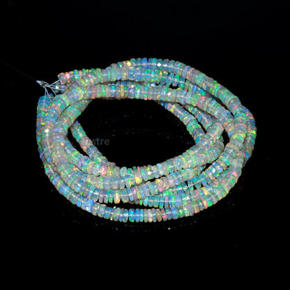 AAA+ Flashy Ethiopian Opal Faceted Tyre Bead Fire Opal Heishi Tyre Bead Wheel Cut Beads 7.5 mm
