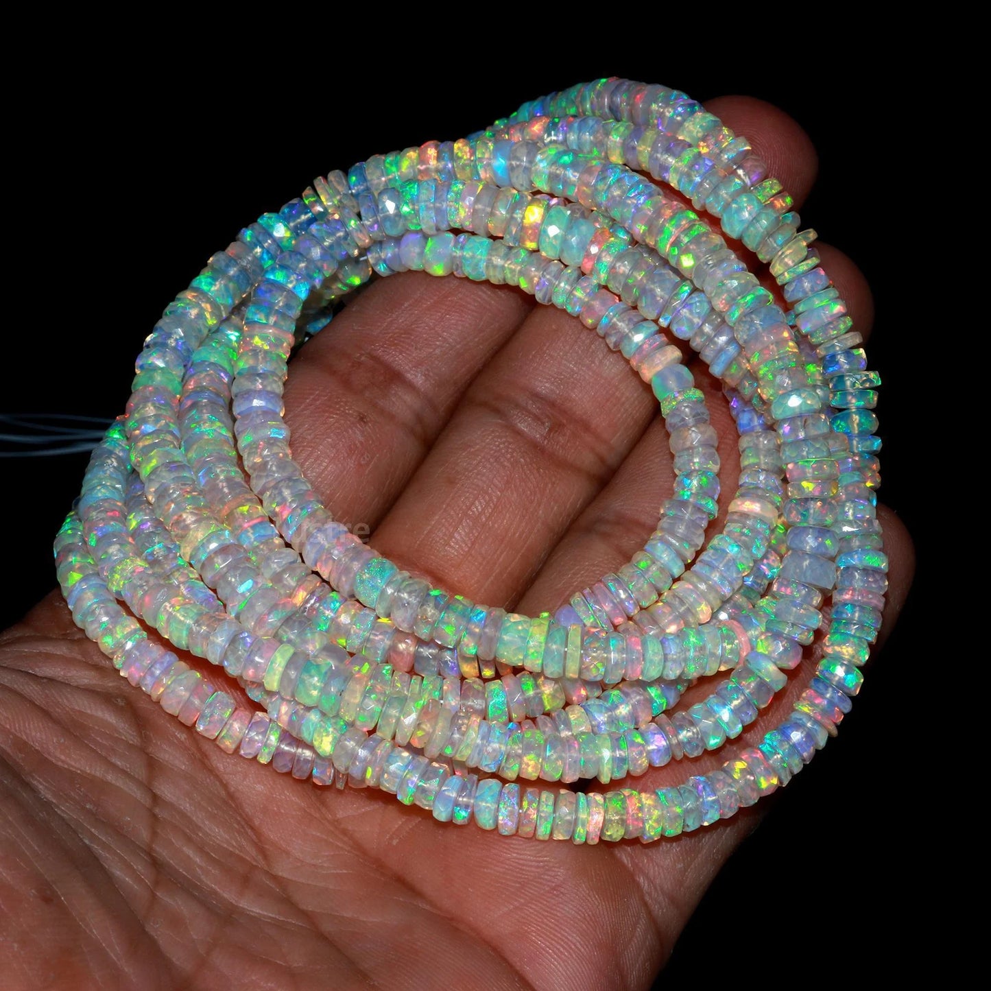 AAA+ Flashy Ethiopian Opal Faceted Tyre Bead Fire Opal Heishi Tyre Bead Wheel Cut Beads 7.5 mm
