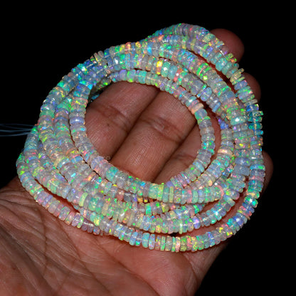 AAA+ Flashy Ethiopian Opal Faceted Tyre Bead Fire Opal Heishi Tyre Bead Wheel Cut Beads 7.5 mm