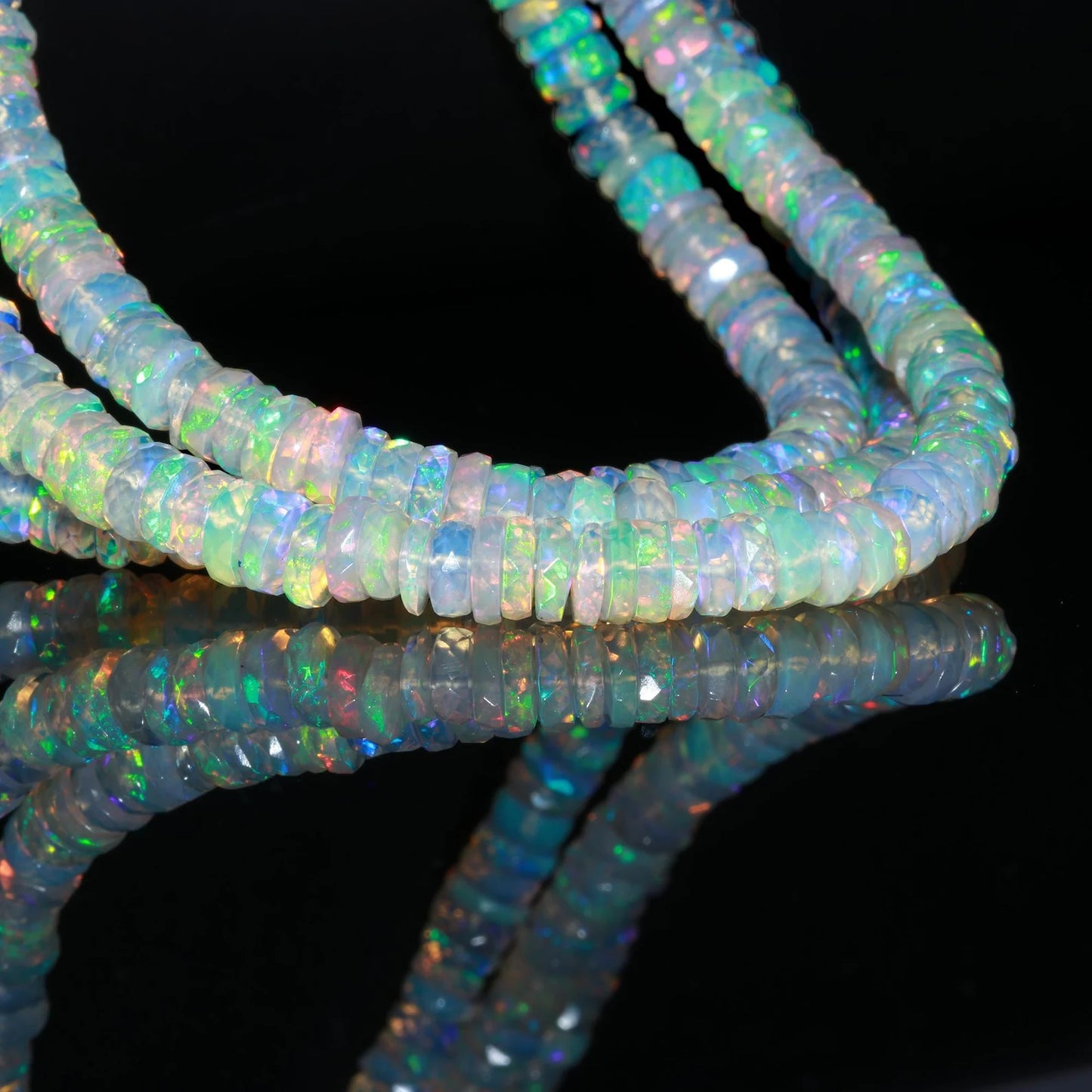 AAA+ Flashy Ethiopian Opal Faceted Tyre Bead Fire Opal Heishi Tyre Bead Wheel Cut Beads 7.5 mm