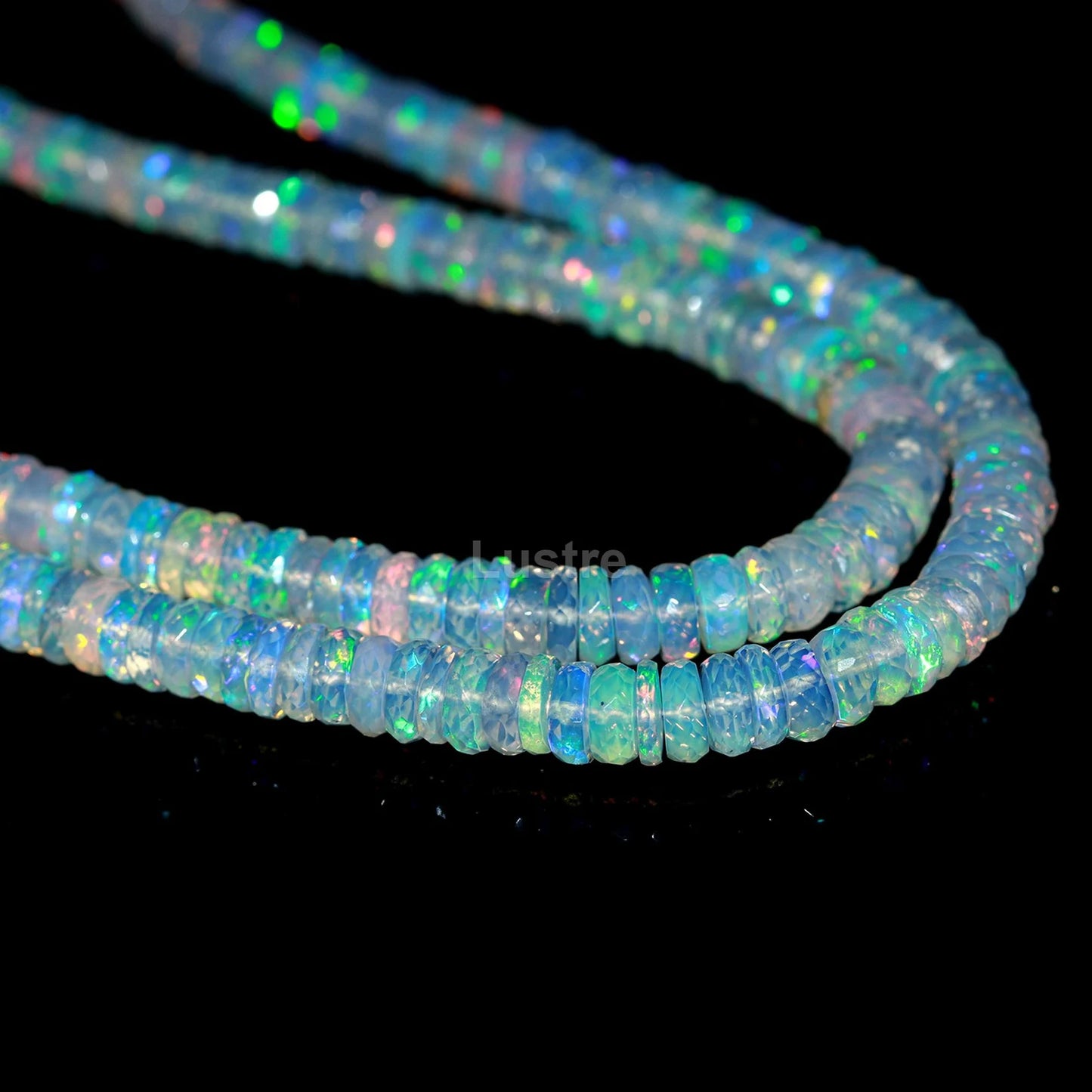 Flashy Ethiopian Opal Faceted Tyre Bead Fire Opal Heishi Tyre 6 mm