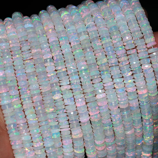 AAA+ Excellent White Opal Tyre Bead Heishi Tyre Bead 6 mm