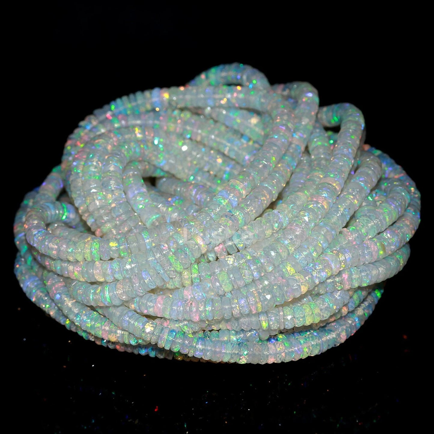Flashy Ethiopian Opal Faceted Tyre Bead Fire Opal Heishi Tyre 6 mm