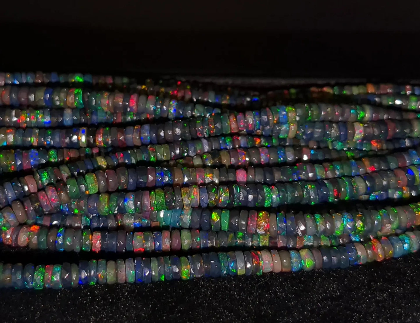Black Ethiopian Opal Heishi Tyre Beads