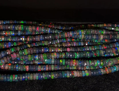 Black Ethiopian Opal Heishi Tyre Beads