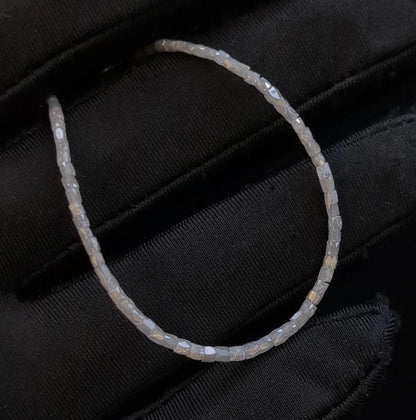 White Diamond Bracelet 1.5 - 2.5 mm Faceted Diamond Tube Beads