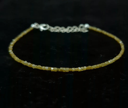 Yellow Diamond Cube Bead Bracelet