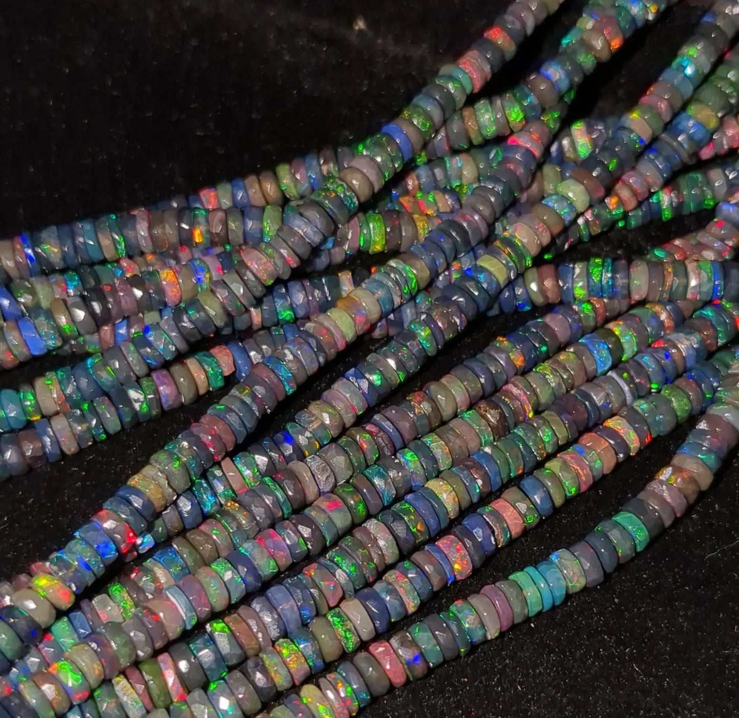 Black Ethiopian Opal Heishi Tyre Beads