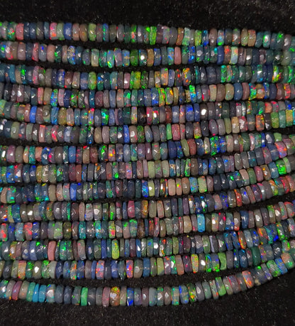 Black Ethiopian Opal Heishi Tyre Beads