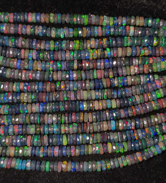Black Ethiopian Opal Heishi Tyre Beads