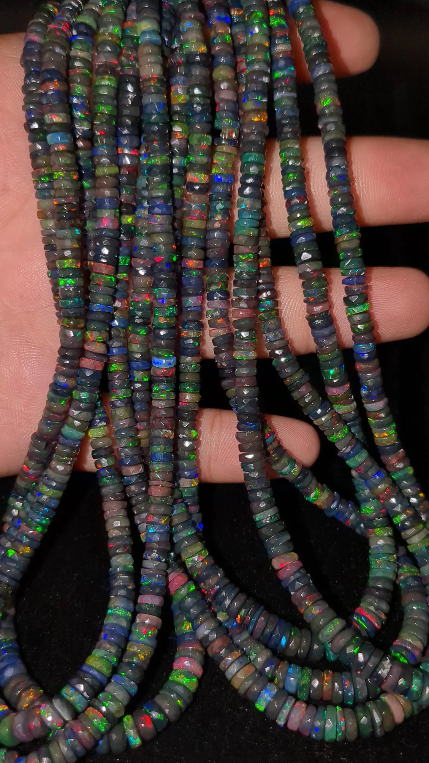 Black Ethiopian Opal Heishi Tyre Beads
