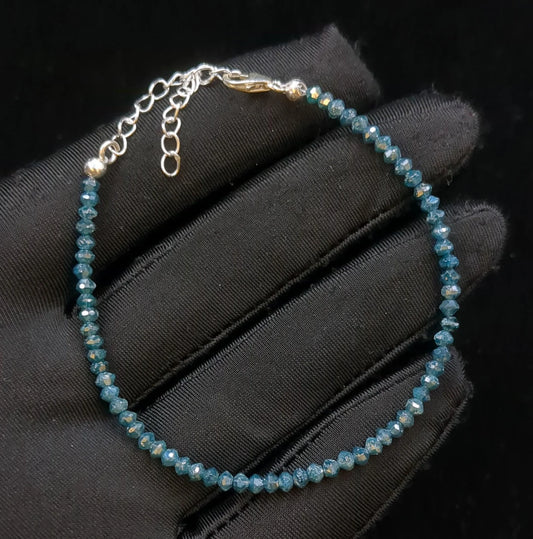 Blue Diamond Bracelet 3.3 mm Faceted Rondelle Diamond