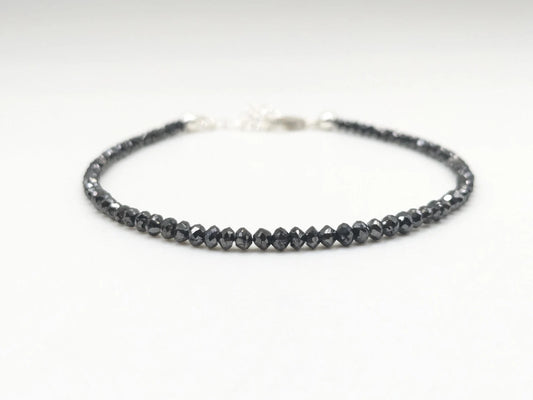 Black Diamond Faceted Beads Bracelet
