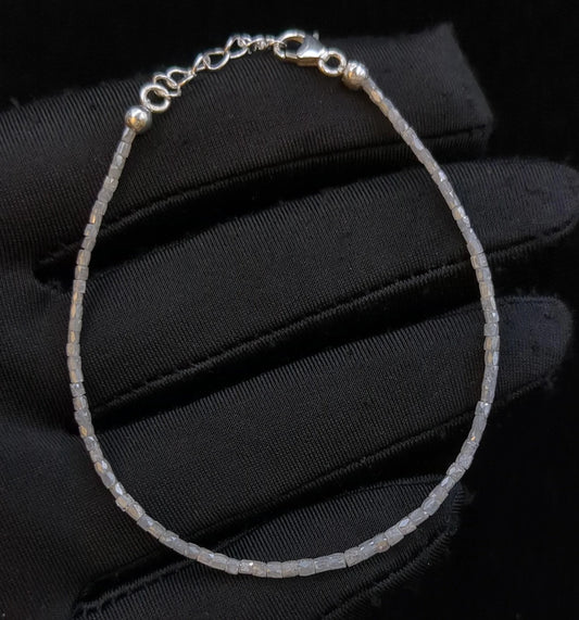 White Diamond Bracelet 1.5 - 2.5 mm Faceted Diamond Tube Beads