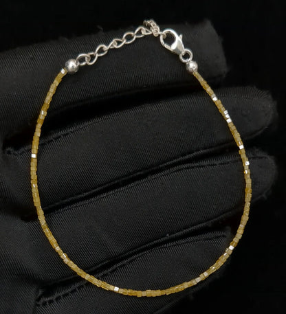 Yellow Diamond Cube Bead Bracelet