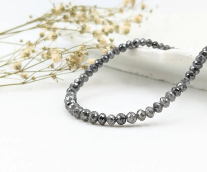 Gray Diamond Bracelet 3 - 4.5 mm Round Beads Faceted Diamond Bead