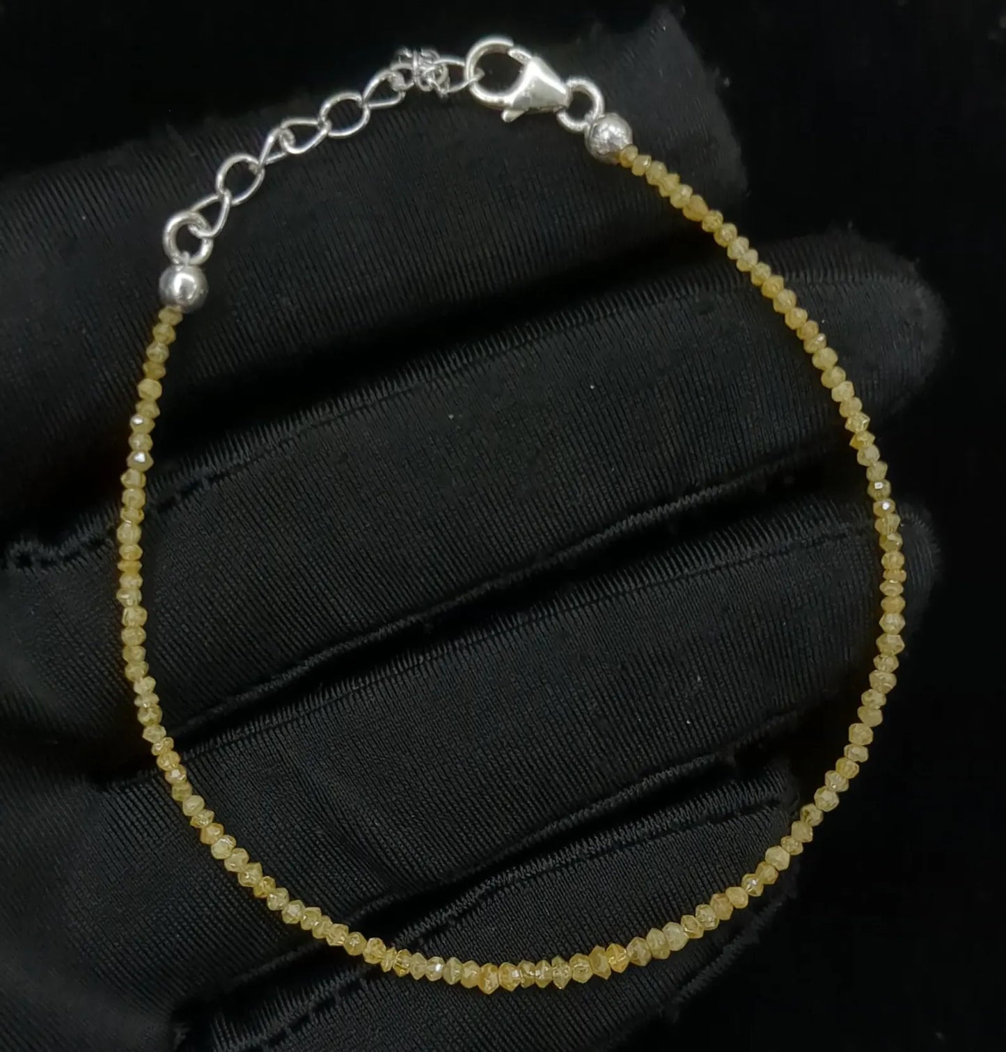Yellow Diamond Beads Silver Bracelet