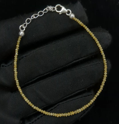 Yellow Diamond Beads Silver Bracelet