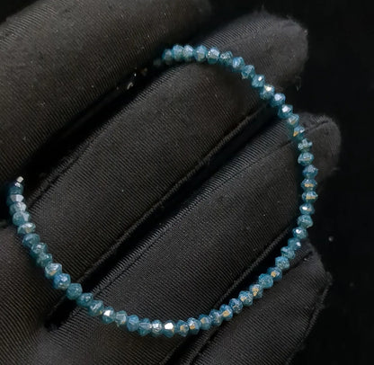 Blue Diamond Bracelet 3.3 mm Faceted Rondelle Diamond
