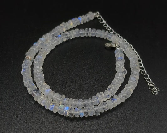 Blue Fire Moonstone Beads Necklace