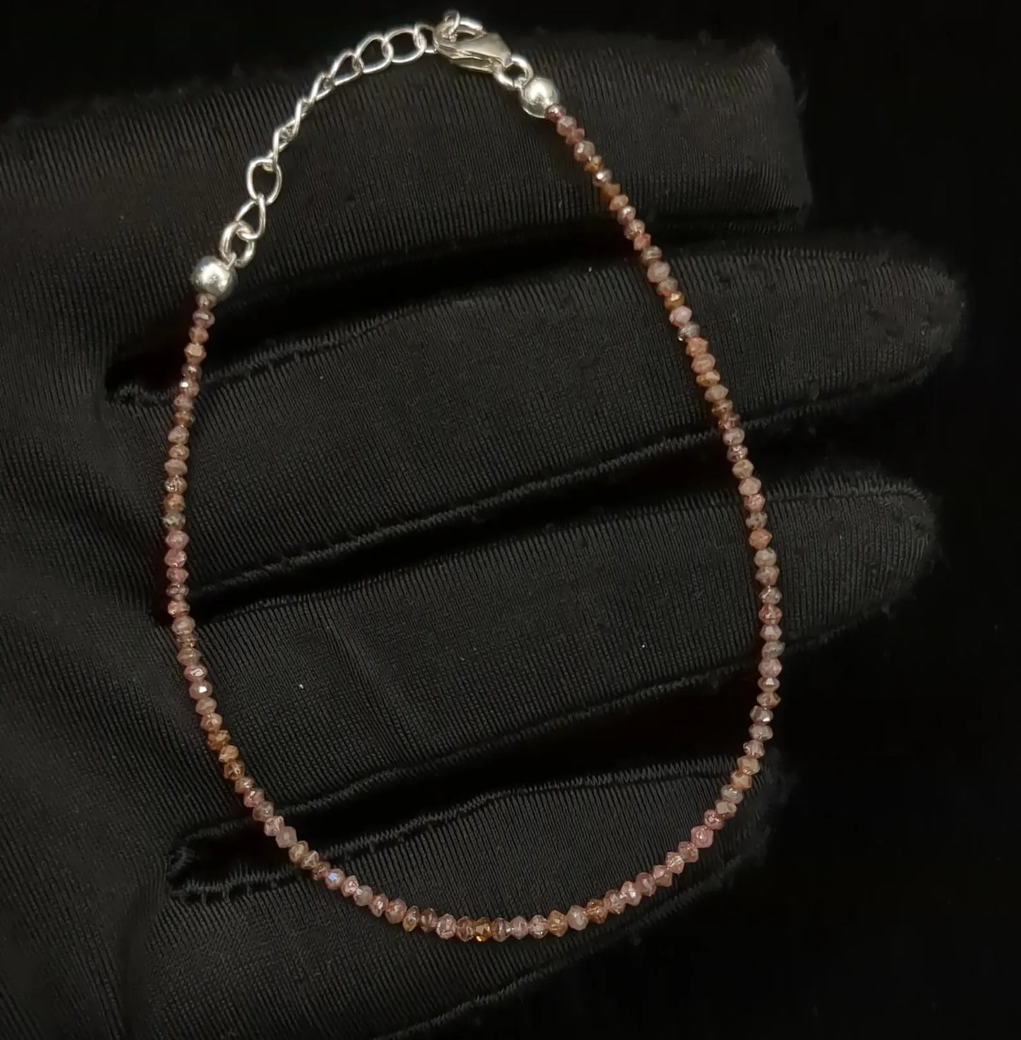 Red Diamond Bracelet Faceted Rondelle Diamond Beads