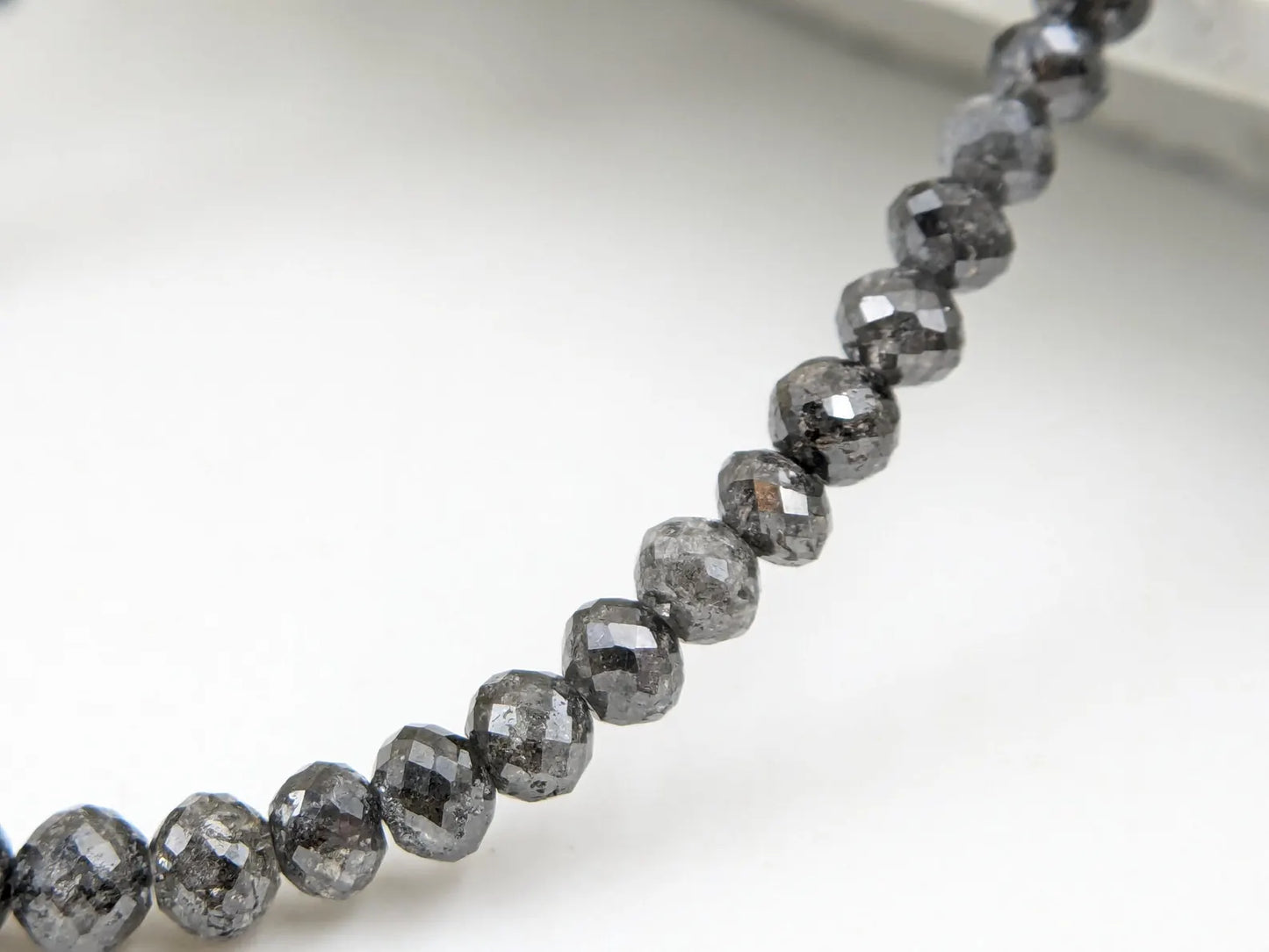 Gray Diamond Bracelet 3 - 4.5 mm Round Beads Faceted Diamond Bead