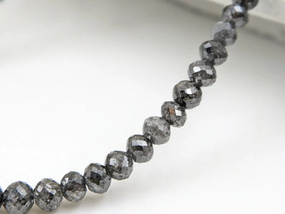 Gray Diamond Bracelet 3 - 4.5 mm Round Beads Faceted Diamond Bead