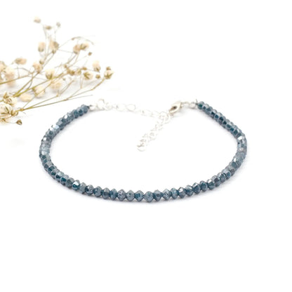 Blue Diamond Bracelet 3.3 mm Faceted Rondelle Diamond