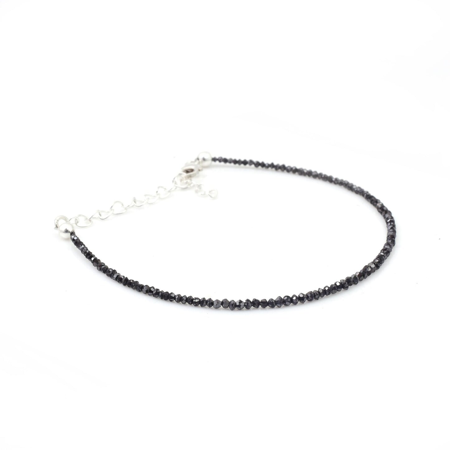 Black Diamond Bracelet Faceted Rondelle Diamond Bracelet