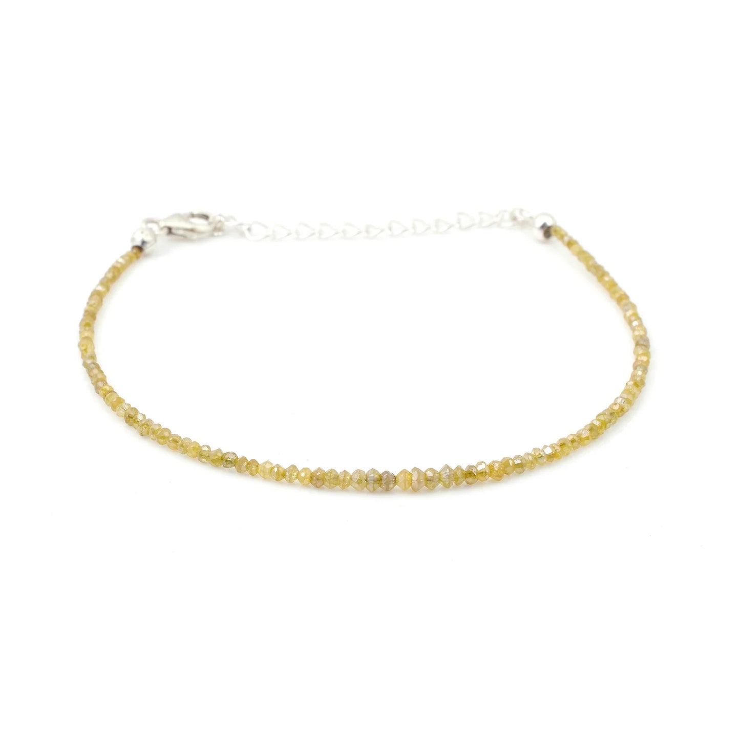 Yellow Diamond Beads Silver Bracelet